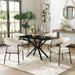 Modern Glass Dining Table Set for 4, 47" Small Rectangle Dining Room Table Chairs, Black Glass Kitchen Table & 4 off White Chenille Accent Arm Chairs for Kitchen, Small Apartment, Home