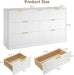 White 7 Drawer Dresser for Bedroom, 55" Wide Fluted Chest of Drawers with Gold Metal Handles, Modern Wood Dresser Closet Storage Organizer Mid Century TV Stand for Living Room Hallway