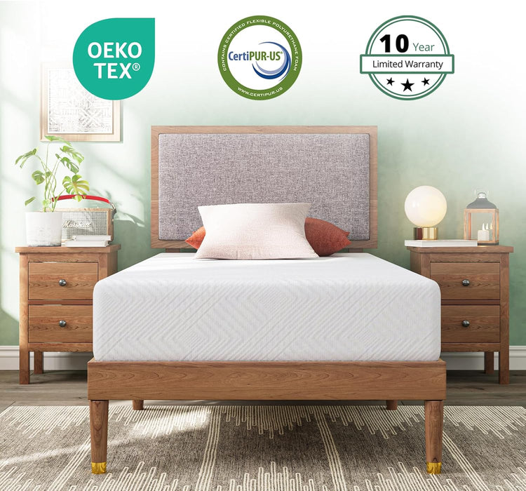 Twin Mattress - 8 Inch Green Tea Memory Foam Mattress- Twin Mattresses in a Box - Certipur-Us Certified Fiberglass Free - Gel Layer - Medium Firm - 75" X 38"
