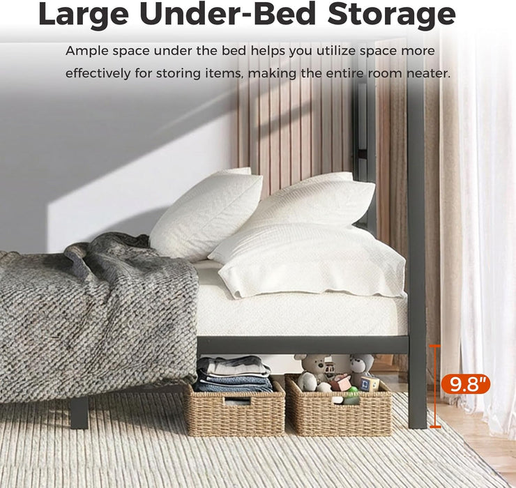 Queen HeavyDuty SpaceSaving Double Queen Bed Black