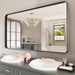 Black Metal Framed Bathroom Mirror for Wall, Large 55X30 Inch Rounded Rectangle Mirror, Matte Black Bathroom Vanity Mirror Farmhouse, Anti-Rust, Tempered Glass, Hangs Horizontally or Vertically