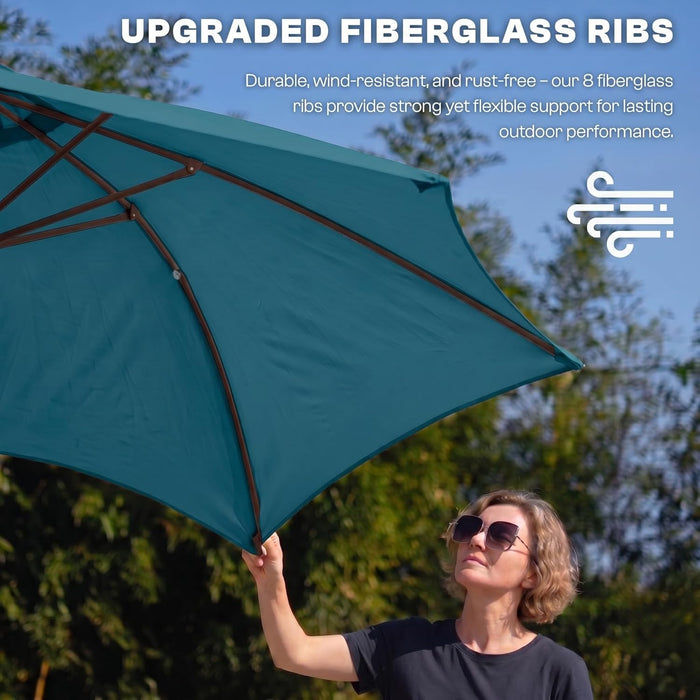 7.5Ft Patio Umbrella, Outdoor Table Market Umbrella with Smooth Crank Lift, 6 Windproof Fiberglass Ribs, UPF50+ UV Protection for Deck, Pool, Garden and Backyard