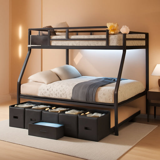 IndustrialGradeMetal Twin Over Full Bunk Bed Black