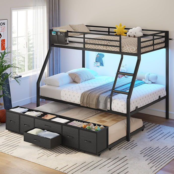 IndustrialGradeMetal Twin Over Full Bunk Bed Black