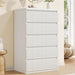 Fluted 5 Drawer Dresser, 43" Tall Dresser for Bedroom, Modern Fluted Chest of Drawers, Wood Drawer Organizer for Living Room, Bedroom, Entryway, Hallway (White)