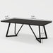 70.86-Inch Large Dining Table for 4-6, Modern Black Dining Room Table with Metal Frame, Rectangular Kitchen Dinner Table for Home Dining Room Family