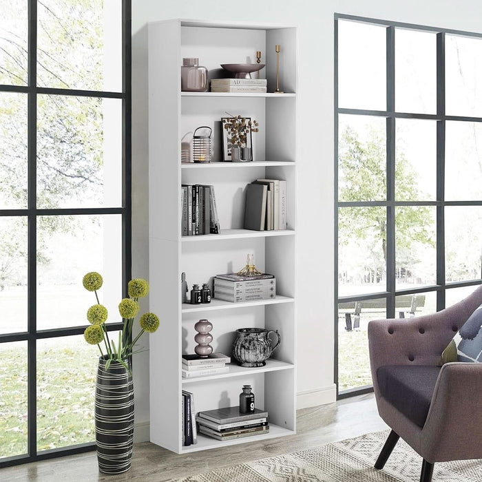 71" Tall 6-Tier Bookshelf, Large Open Display Bookcase with Ample Storage, Floor Standing Book Shelf for Living Room, Home Office, Bed Room, White