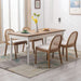 Rattan Dining Chairs Set of 4, Upholstered Linen Dining Room Chairs with Backrests, Modern Kitchen Chairs with Wood Legs for Dining Room, Beige
