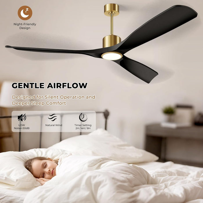 52 Inch MatteBlack Ceiling Fan EnergyEfficient Remote