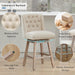 26" Swivel Bar Stools Set of 2, Counter Height Barstools with Back, Linen Fabric Upholstered Bar Stools, Modern Barstools Wood Legs for Kitchen Island Dining Room Bar