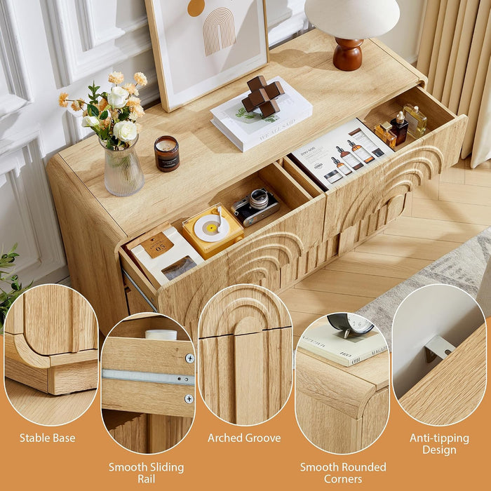 3-Piece Dresser Bedroom Set, 6 Drawer Dresser & 2 Drawer Nightstands