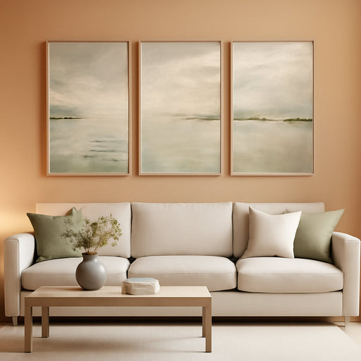 Oversized Sage Green Abstract Landscape Canvas Art