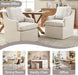 Upholstered Dining Chairs Set of 2, Modern Kitchen Chairs Dinner Chairs with 4 Casters, Linen Armchair for Bedroom Reading Room Living Room, Beige