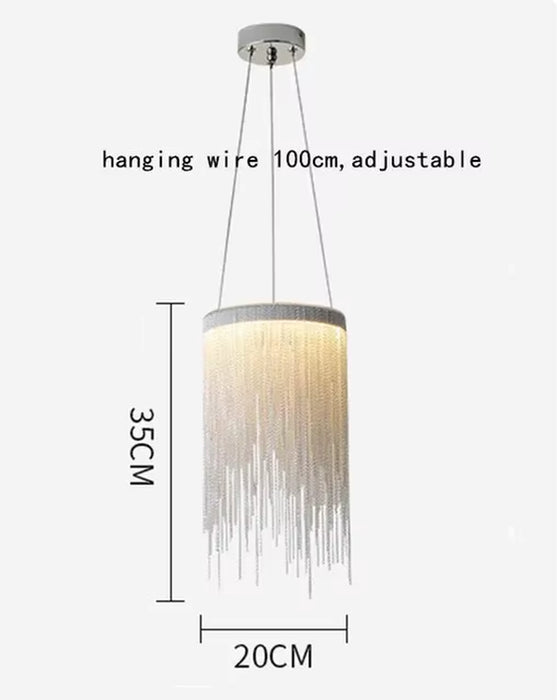 Ceiling Chandelier Gold Chains Remote Modern Tassel Aluminum Chain Led Pendant Light Kitchen Living Room Decoration Hanging Lamp