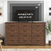 Farmhouse Dresser 12Drawer 63Inch Brown Storage Cabinet