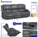 Recliner Sofa 3 Seater Sofa with Recliner, Home Theater Seating with Liftable Console & Removable Armrest, Manual Velvet Fabric Reclining Couch with Cup Holders & USB Ports for Living Room/Rv (Grey)