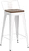 Bar Stools Set of 4 Counter Height Bar Stools Metal Barstools with Removable Back 26" Kitchen Bar Stools with Wooden Seat, White