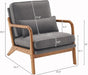 Gray Linen Upholstered MidCentury Chair With Pillow