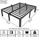 14 Inch King Size Bed Frame Metal Platform No Box Spring Needed with Headboard Hole round Corner Legs Mattress Stoppers Retainers 3500LBS Heavy Duty Steel Slats Noise-Free