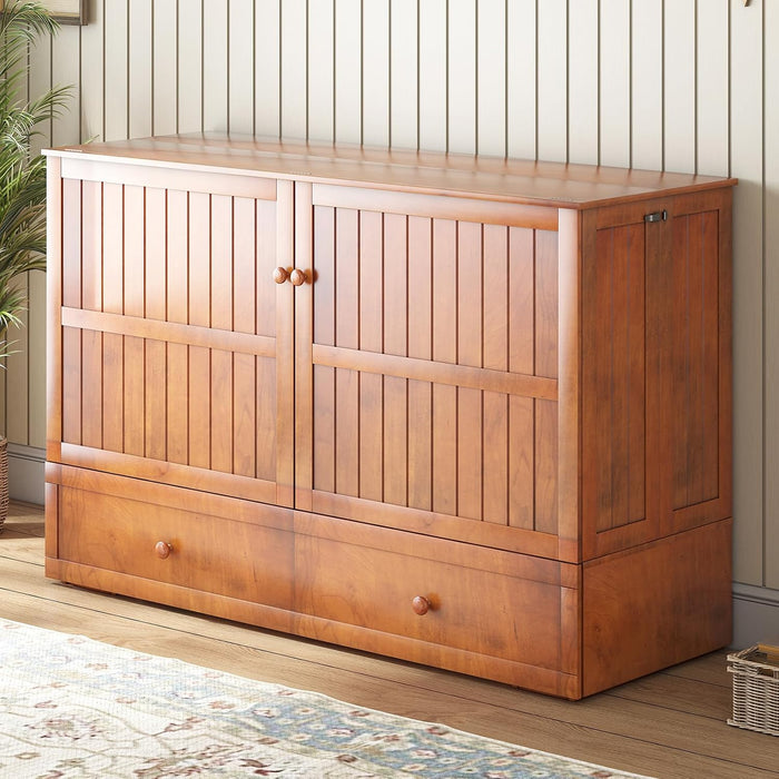 Queen Murphy Bed Cabinet With Mattress USBChargingPort