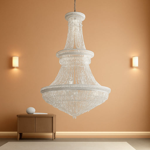 High Ceiling Chandelier 19-Lights Modern Crystal Chandeliers Silver Large Foyer Chandelier Fixtures for Staircase Living Room Hallway Entryway (H47 X W31.5)
