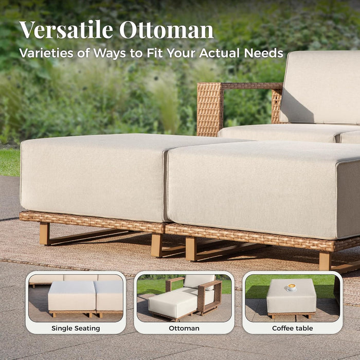6 Pcs Patio Sectional Furniture with 10" Thick Cushion &Wide Arm