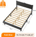 Full Upholstered Bed Frame, Adjustable Headboard, PU Leather Black