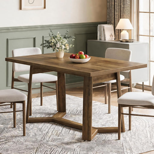 47-Inch Rustic Brown Rectangular Dining Table Geometricbase