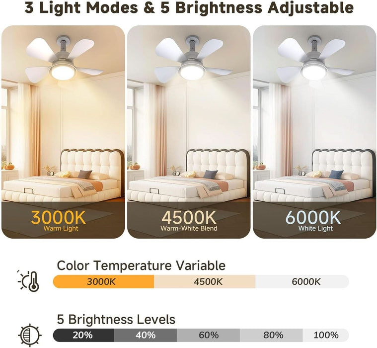Ceiling Fans with Lights and Remote, Ceiling Fan Light 3000K-6000K 3 Colors Dimmable, Ceiling Fan, 1000 Lumens LED Ceiling Fans for Bedroom Garage Kitchen