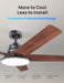 Ceiling Fans with Lights, 52 Inch, 6 Speeds, 5 Color Tones Dimmable LED, Quiet Reversible DC Motor, Remote, 8H Timer, Black Ceiling Fan for Bedroom, Living Room, Easy to Install