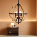 6-Light Farmhouse Chandelier for Dining Room Wood Pendant Lighting