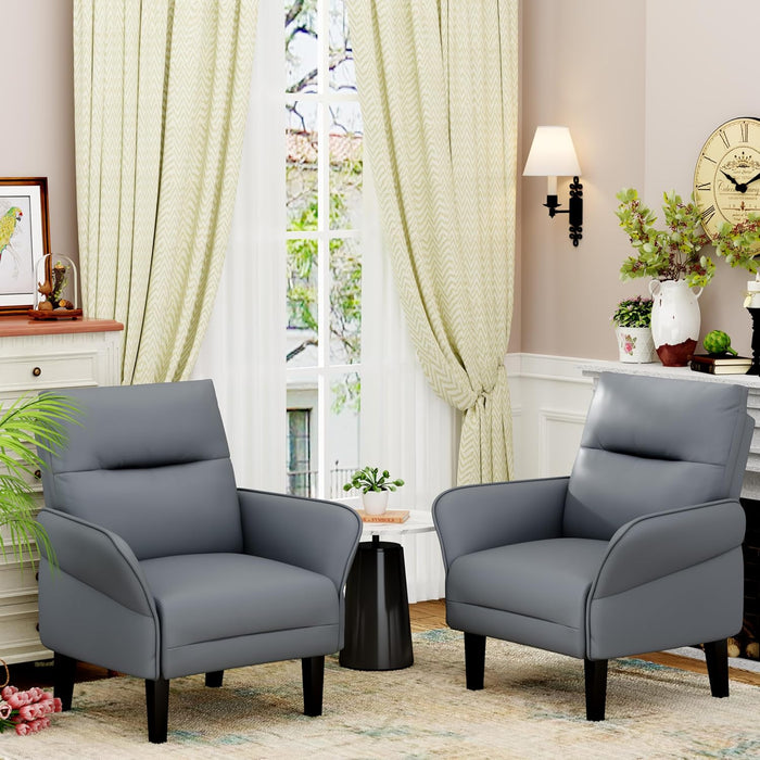 Gray Upholstered Suede Armchair With Durable Timber