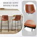 Bar Stools Set of 2, Faux Leather Barstools with Metal Legs | Counter Height 30 Inch Design, Armless with Back, Comfortable, Modern Finish, Kitchen Island, Brown