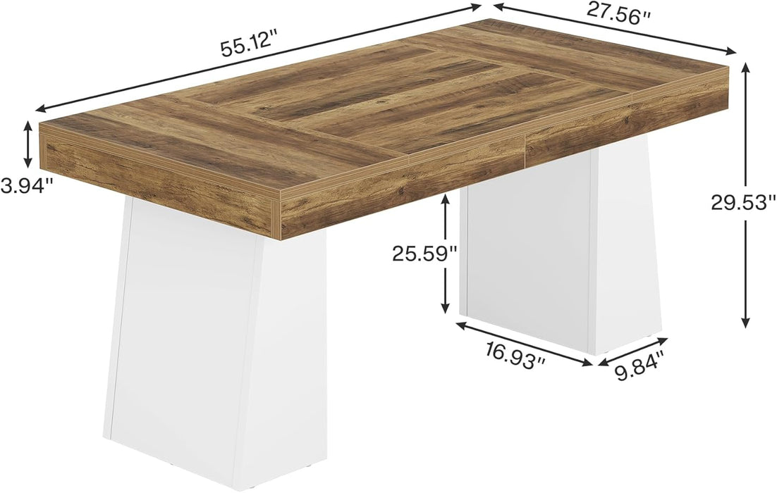 Two Tone 55Inch Solid WalnutFinish DoublePedestal Table