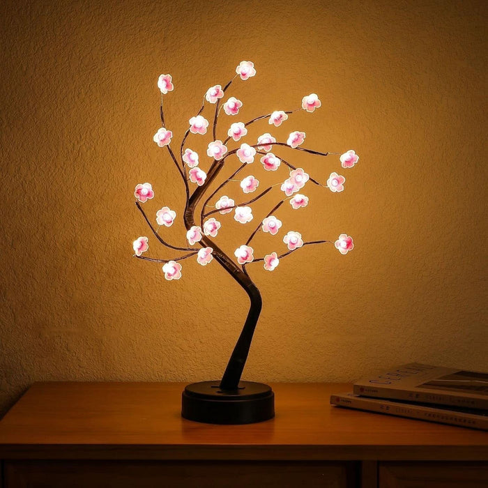 white led bonsai tree 18 Inch Tall Cherry Blossom Bonsai Tree Lamp Warm White