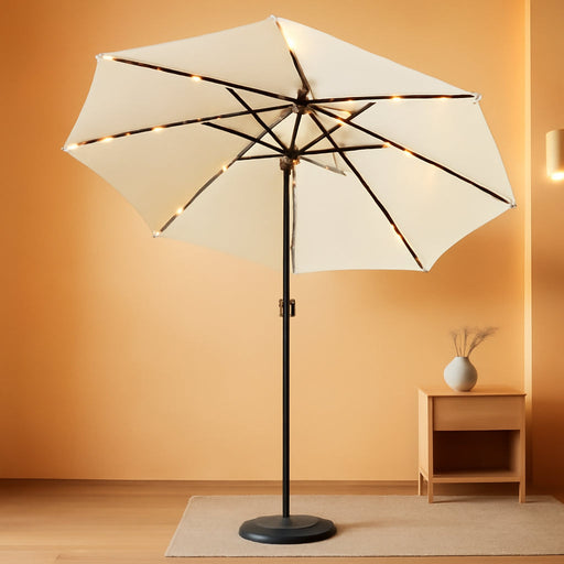 Patio LED Umbrella with Light | Solar Outdoor Umbrella | Market Table Parasol with Push Button Tilt and Crank, with Sturdy Pole & Fade Resistant Canopy, Easy to Set
