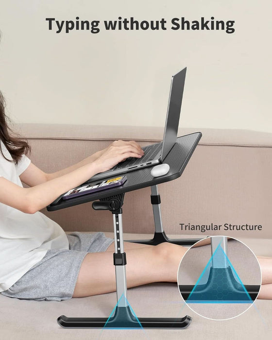Laptop Desk for Bed,  Height & Angle Adjustable Laptop Stand for Bed, Lap Desk Bed Tray Table, Light Weight Foldable Portable Laptop Table for Couch Sofa Chair Floor Desk for Adults, Kids (Black)