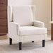 Beige Wingback Accent Chair High Backrest Upholstered