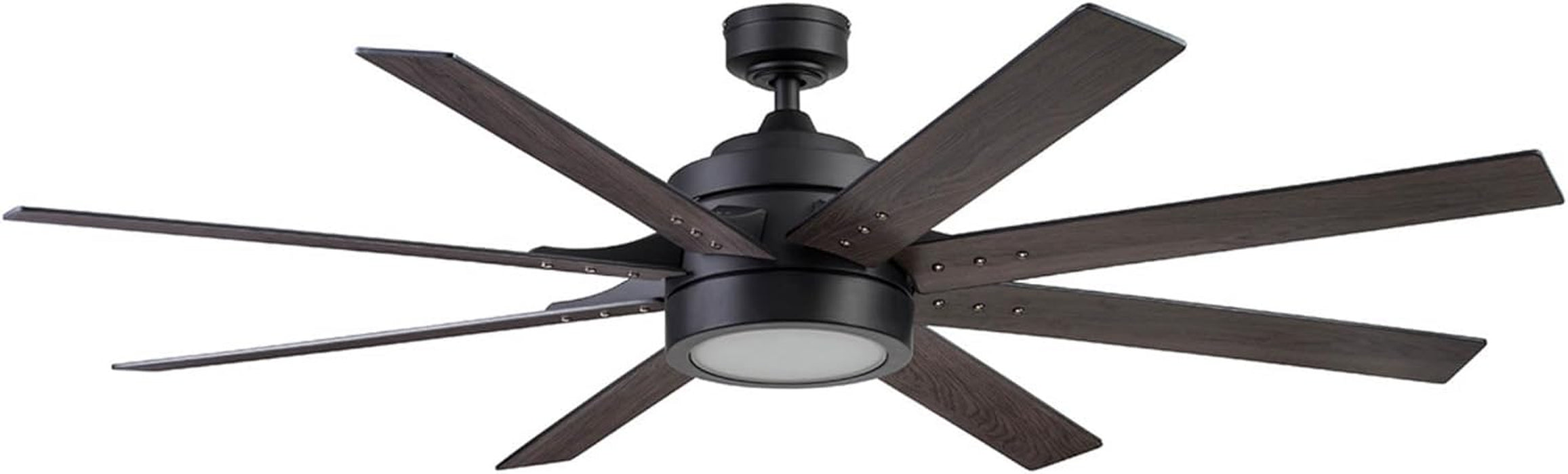 Ceiling Fans Xerxes Modern 62 Inch Ceiling Fan with Light, Remote Control Fan, LED Indoor Fan with 8 Blades, Matte Black and Ash Blade Finish Options, Matte Black (51473-01)