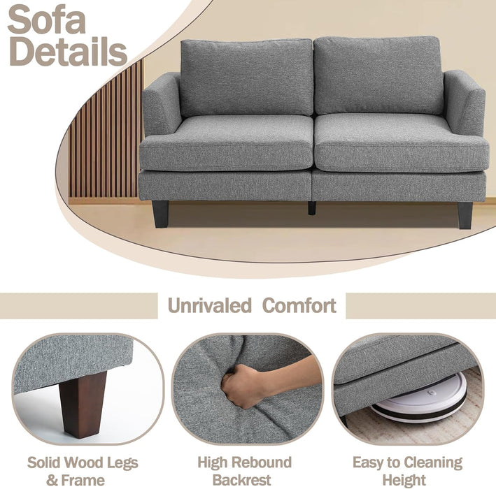 Gray Fabric Loveseat with Wood Legs