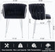 Velvet Dining Chairs Set of 2, Woven Upholstered Side Chairs with Silver Metal Legs, Modern Accent Leisure Chairs Kitchen & Dining Room Chair for Bedroom Living Room, Black