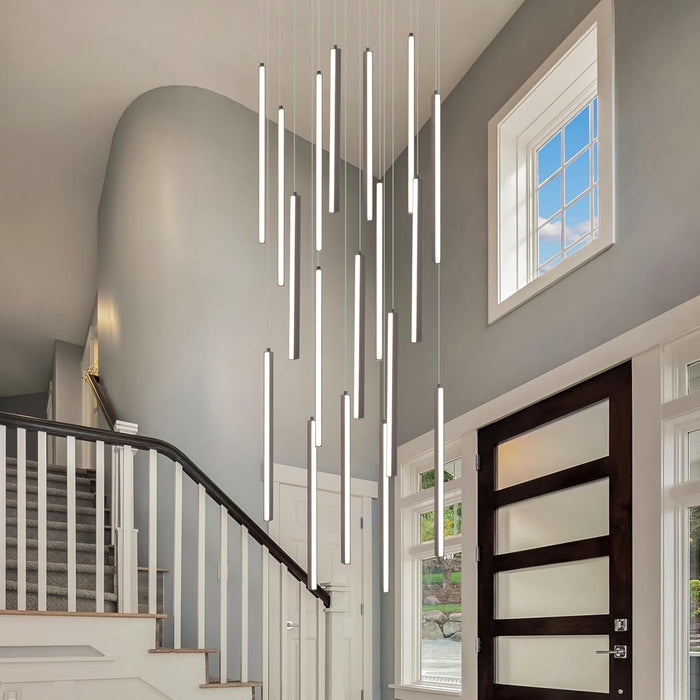 Black 19Inch LED Chandelier Ceiling Fixture Elegant