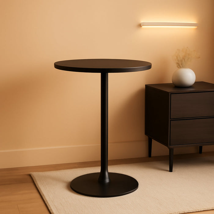 Bistro Pub Table round Bar Height Cocktail Table Metal Base MDF Top Obsidian 23.8-Inch Top, 39.5-Inch Height (1, Black-1)
