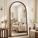 76"X41" Arched Full Length Mirror with Slim Solid Wood Frame,Walnut