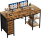 55" Computer Desk with 6 Drawers, Home Office Gaming Desks with Storage Shelves for Bedroom, Writing Study Corner Living Room Work Table Rustic Brown