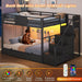 Black FullOverFull Bunk Bed LEDLighting Quality Durable