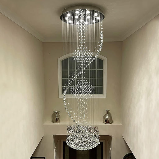Clear Crystal Chandelier Large Spiral Raindrop Light