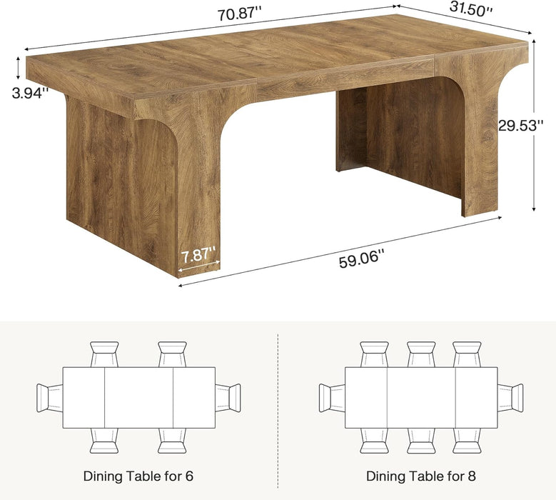 71 Inch Industrial Farmhouse Dining Table DoublePedestal