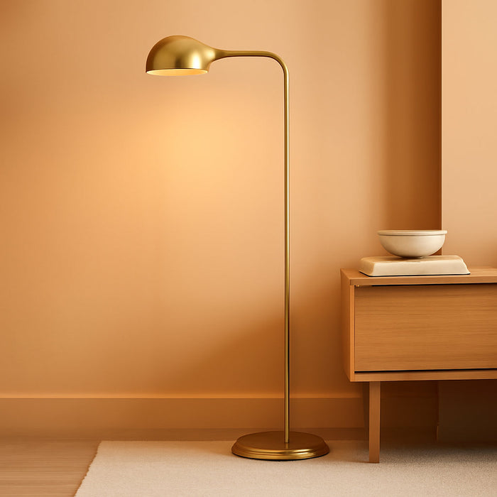 Nova - Adjustable Floor Lamp with Flexible Gooseneck and Rotatable Shade, E26 Socket, 10-Inch Base - Ideal for Reading, Bedside, Living Room, Antique Brass