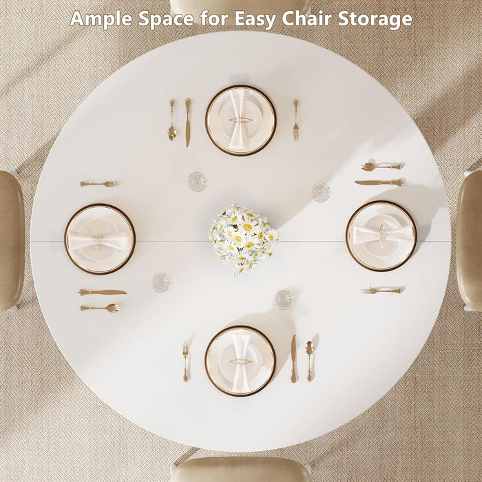 Round Dining Table 47Inch WhiteFinish LivingRoomArea